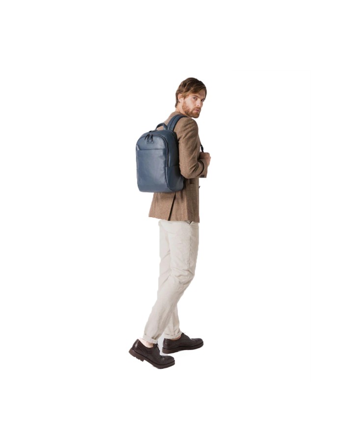 PIQUADRO ZAINO UOMO BACKPACK SMALL IN PELLE MODUS PORTA PC 14" E IPAD BLU CA3214MOS CO