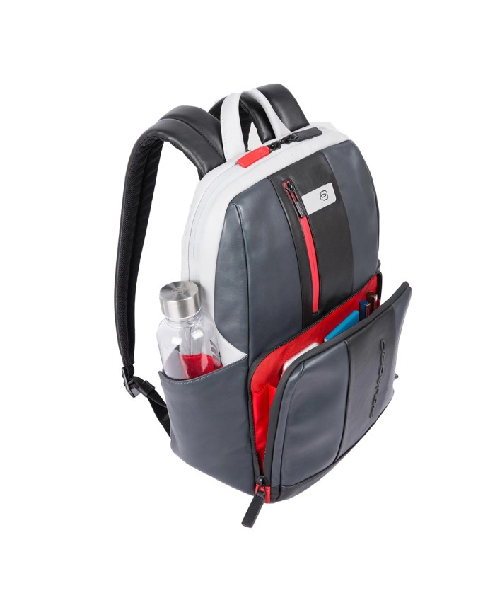 PIQUADRO ZAINO UOMO BACKPACK SMALL IN PELLE URBAN PORTA PC 14" E IPAD GRIGIO NERO CA3214UB00 CO