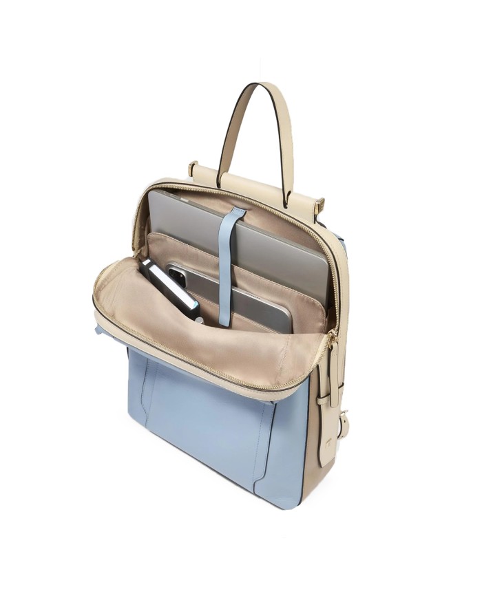 PIQUADRO ZAINO DONNA BACKPACK CIRCLE IN PELLE PORTA PC 14" E IPAD AZZURRO BEIGE CA4576W92 CO