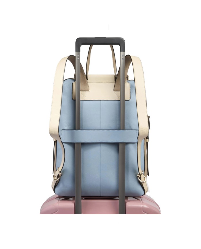 PIQUADRO ZAINO DONNA BACKPACK CIRCLE IN PELLE PORTA PC 14" E IPAD AZZURRO BEIGE CA4576W92 CO