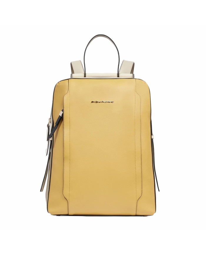 PIQUADRO ZAINO DONNA BACKPACK CIRCLE IN PELLE PORTA PC 14" E IPAD GIALLO BEIGE CA4576W92 CO