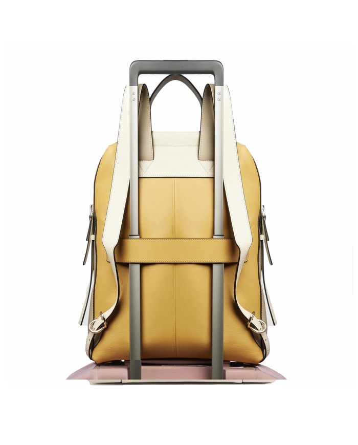 PIQUADRO ZAINO DONNA BACKPACK CIRCLE IN PELLE PORTA PC 14" E IPAD GIALLO BEIGE CA4576W92 CO