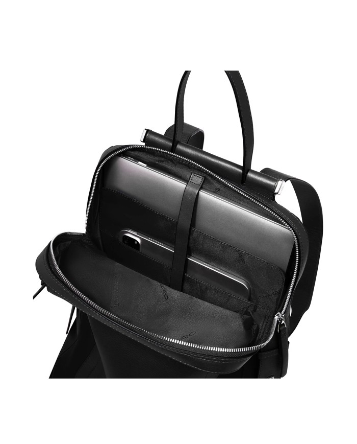 PIQUADRO ZAINO DONNA BACKPACK CIRCLE IN PELLE E TESSUTO PORTA PC 14" NERO CA4576W92T CO