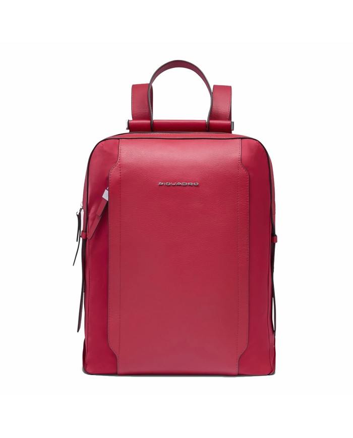 PIQUADRO ZAINO DONNA BACKPACK CIRCLE IN PELLE E TESSUTO PORTA PC 14" ROSSO CA4576W92T CO
