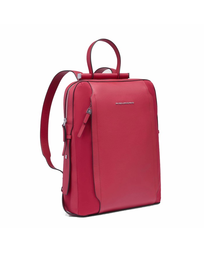 PIQUADRO ZAINO DONNA BACKPACK CIRCLE IN PELLE E TESSUTO PORTA PC 14" ROSSO CA4576W92T CO