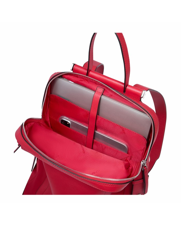 PIQUADRO ZAINO DONNA BACKPACK CIRCLE IN PELLE E TESSUTO PORTA PC 14" ROSSO CA4576W92T CO