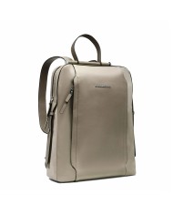 PIQUADRO ZAINO DONNA BACKPACK CIRCLE IN PELLE E TESSUTO PORTA PC 14" BEIGE CA4576W92T CO