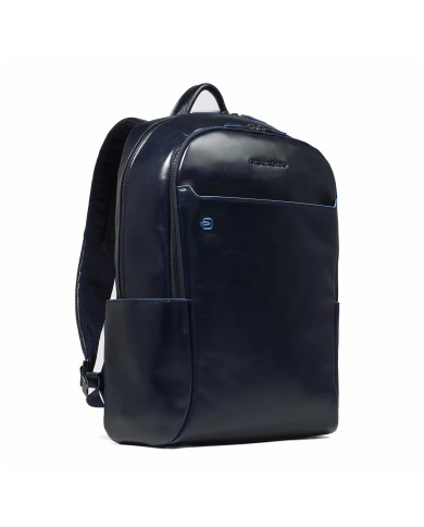 PIQUADRO ZAINO UOMO BACKPACK BLUE SQUARE IN PELLE PORTA PC 15,6" BLUE CA4762B2 CO
