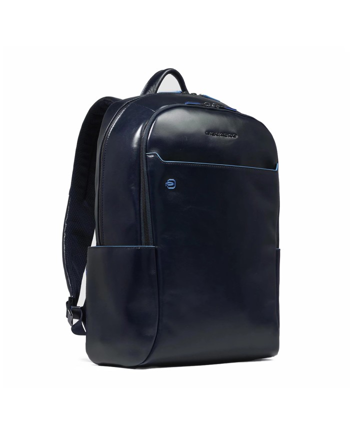 PIQUADRO ZAINO UOMO BACKPACK BLUE SQUARE IN PELLE PORTA PC 15,6" BLUE CA4762B2 CO