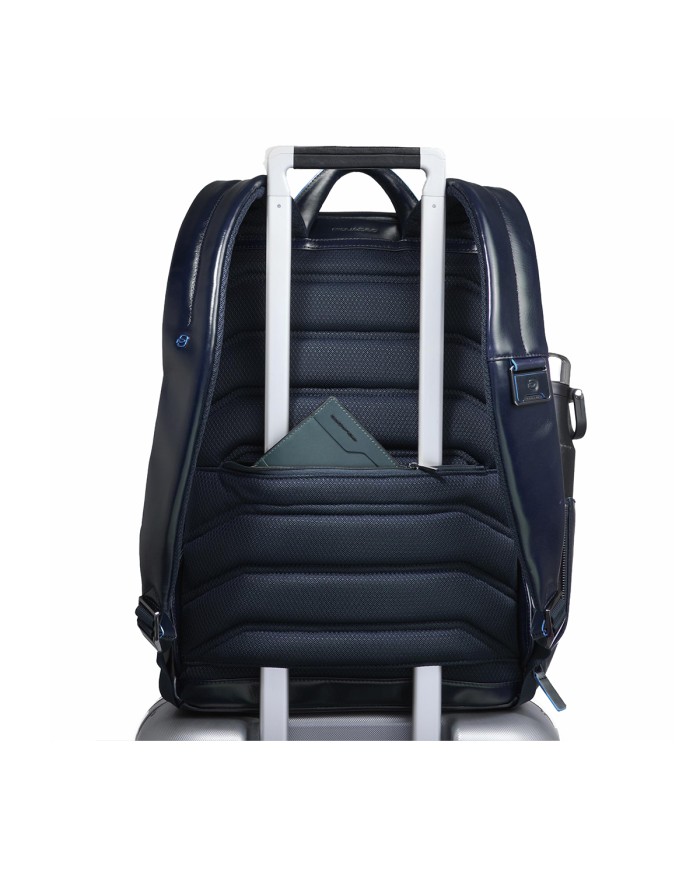 PIQUADRO ZAINO UOMO BACKPACK BLUE SQUARE IN PELLE PORTA PC 15,6" BLUE CA4762B2 CO