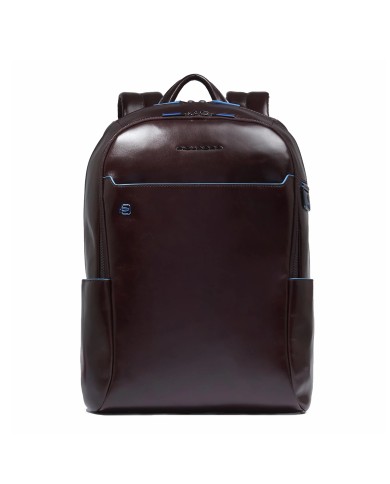PIQUADRO ZAINO UOMO BACKPACK BLUE SQUARE IN PELLE PORTA PC 15,6" MOGANO CA4762B2 CO