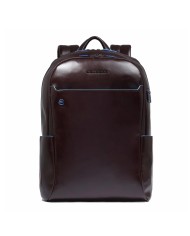 PIQUADRO ZAINO UOMO BACKPACK BLUE SQUARE IN PELLE PORTA PC 15,6" MOGANO CA4762B2 CO
