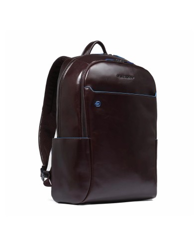 PIQUADRO ZAINO UOMO BACKPACK BLUE SQUARE IN PELLE PORTA PC 15,6" MOGANO CA4762B2 CO