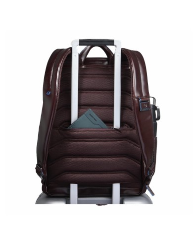 PIQUADRO ZAINO UOMO BACKPACK BLUE SQUARE IN PELLE PORTA PC 15,6" MOGANO CA4762B2 CO
