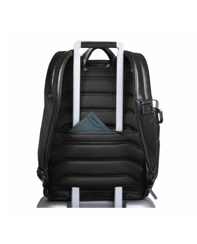 PIQUADRO ZAINO UOMO BACKPACK BLUE SQUARE IN PELLE PORTA PC 15,6" NERO CA4762B2 CO