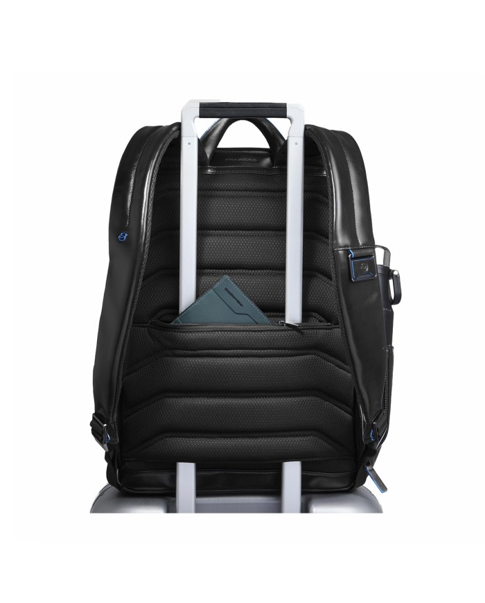 PIQUADRO ZAINO UOMO BACKPACK BLUE SQUARE IN PELLE PORTA PC 15,6" NERO CA4762B2 CO