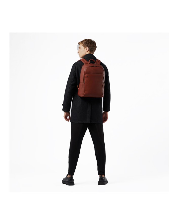 PIQUADRO ZAINO UOMO BACKPACK BLACK SQUARE IN PELLE PORTA PC 15,6" CUOIO CA4762B3 CO