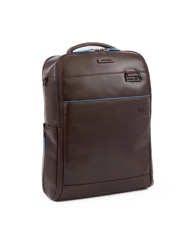 PIQUADRO ZAINO UOMO BACKPACK BLUE SQUARE IN PELLE PORTA PC 15,6" E IPAD MOGANO CA4818B2V CO