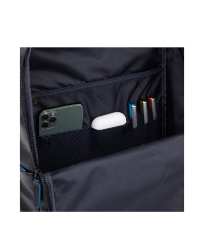PIQUADRO ZAINO UOMO BACKPACK BLUE SQUARE IN PELLE PORTA PC 15,6" E IPAD MOGANO CA4818B2V CO