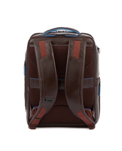 PIQUADRO ZAINO UOMO BACKPACK BLUE SQUARE IN PELLE PORTA PC 15,6" E IPAD MOGANO CA4818B2V CO