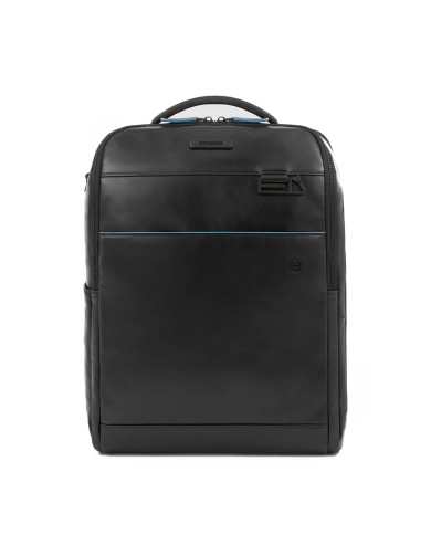 PIQUADRO ZAINO UOMO BACKPACK BLUE SQUARE IN PELLE PORTA PC 15,6" E IPAD NERO CA4818B2V CO