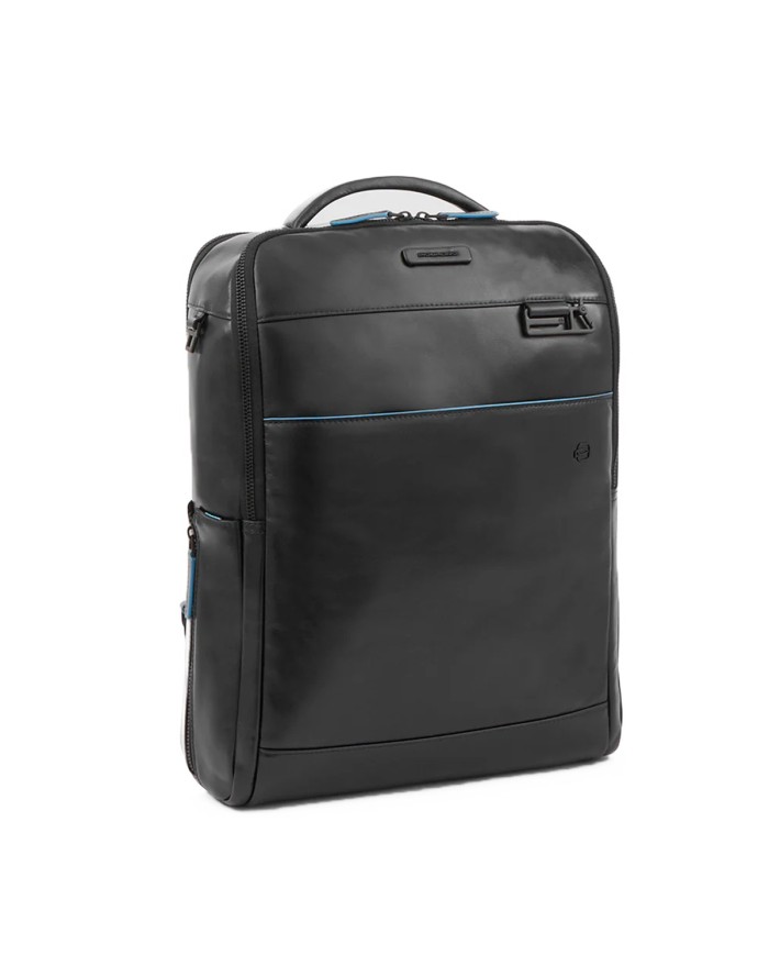 PIQUADRO ZAINO UOMO BACKPACK BLUE SQUARE IN PELLE PORTA PC 15,6" E IPAD NERO CA4818B2V CO