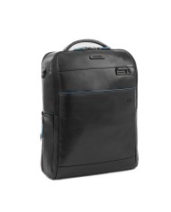 PIQUADRO ZAINO UOMO BACKPACK BLUE SQUARE IN PELLE PORTA PC 15,6" E IPAD NERO CA4818B2V CO