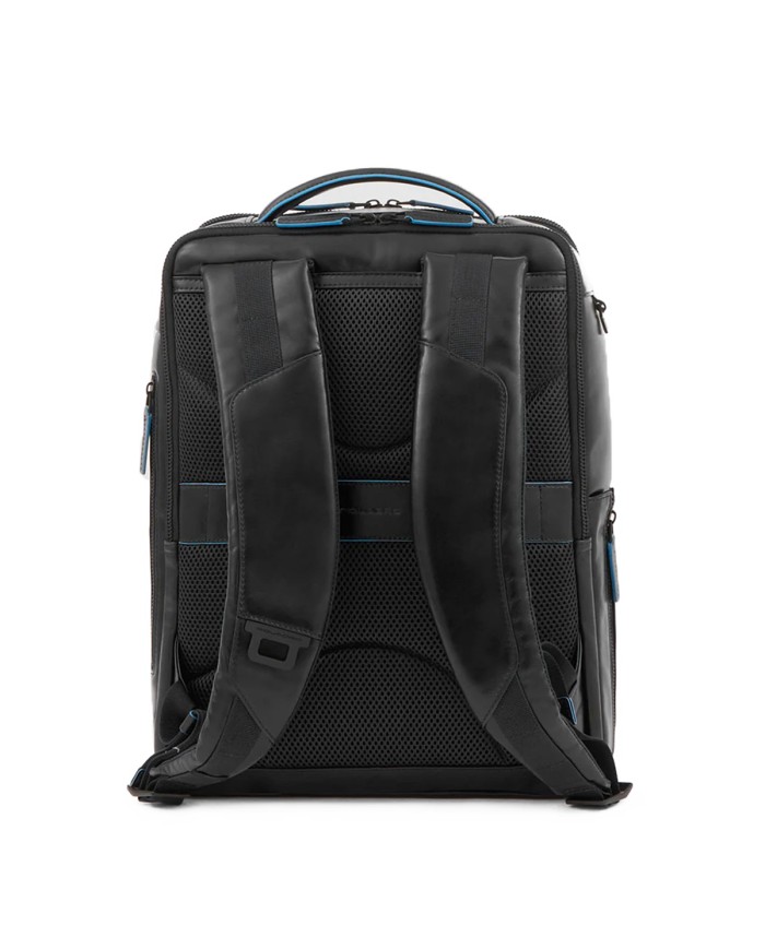 PIQUADRO ZAINO UOMO BACKPACK BLUE SQUARE IN PELLE PORTA PC 15,6" E IPAD NERO CA4818B2V CO