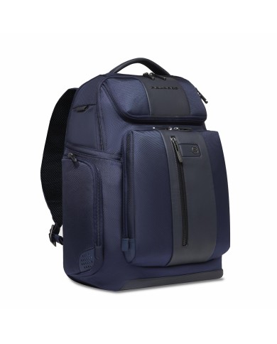 PIQUADRO ZAINO UOMO BACKPACK BIREF IN PELLE E TESSUTO RICICLATO PORTA PC 15,6" BLU CA5477BR2 CO
