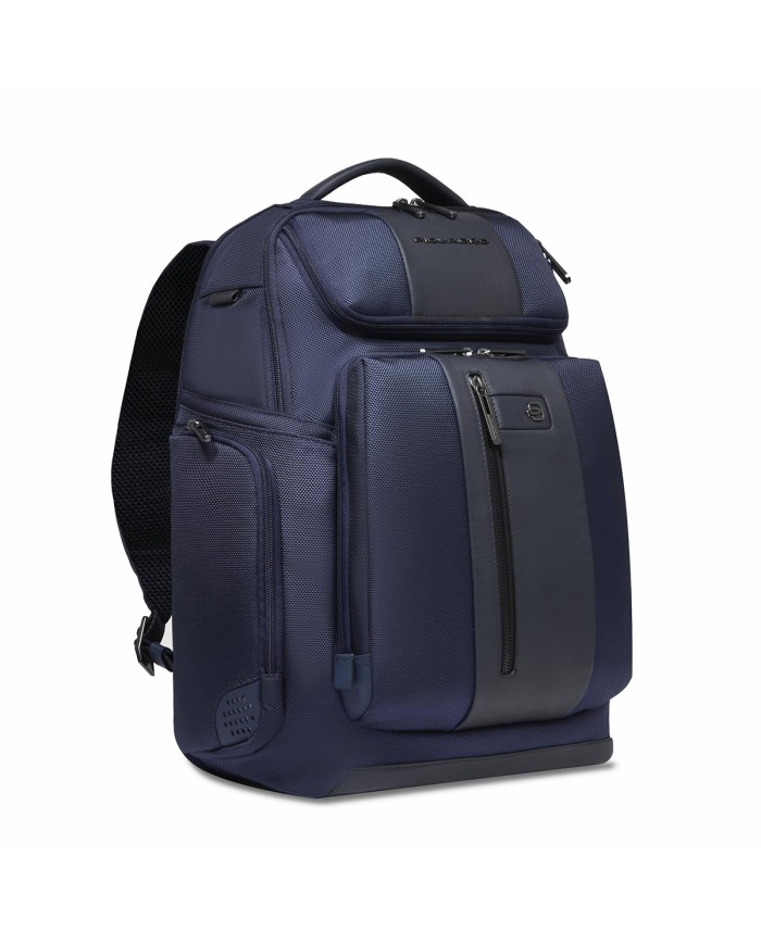 PIQUADRO ZAINO UOMO BACKPACK BIREF IN PELLE E TESSUTO RICICLATO PORTA PC 15,6" BLU CA5477BR2 CO