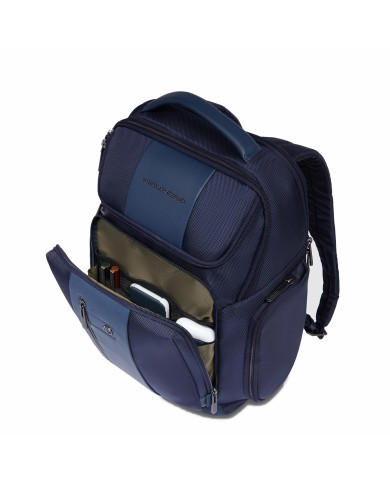 PIQUADRO ZAINO UOMO BACKPACK BIREF IN PELLE E TESSUTO RICICLATO PORTA PC 15,6" BLU CA5477BR2 CO