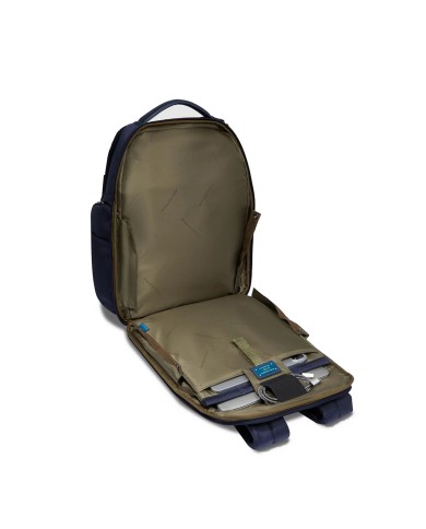 PIQUADRO ZAINO UOMO BACKPACK BIREF IN PELLE E TESSUTO RICICLATO PORTA PC 15,6" BLU CA5477BR2 CO