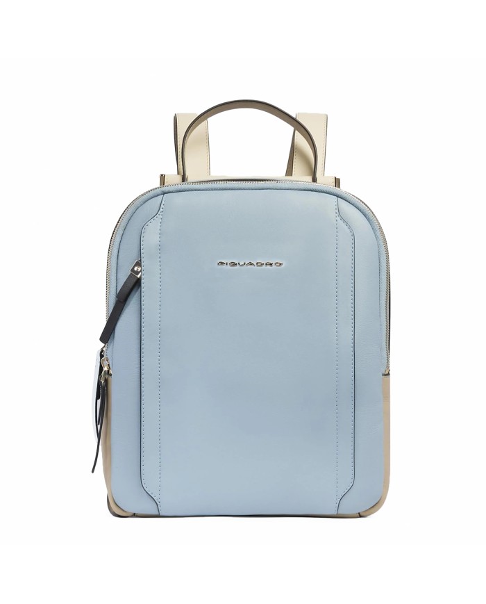 PIQUADRO ZAINO DONNA BACKPACK CIRCLE IN PELLE PORTA IPAD 12,9" AZZURRO BEIGE CA5566W92 CO