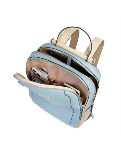 PIQUADRO ZAINO DONNA BACKPACK CIRCLE IN PELLE PORTA IPAD 12,9" AZZURRO BEIGE CA5566W92 CO