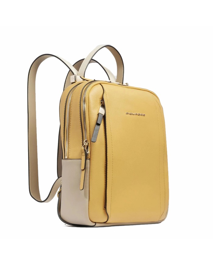 PIQUADRO ZAINO DONNA BACKPACK CIRCLE IN PELLE PORTA IPAD 12,9" GIALLO BEIGE CA5566W92 CO