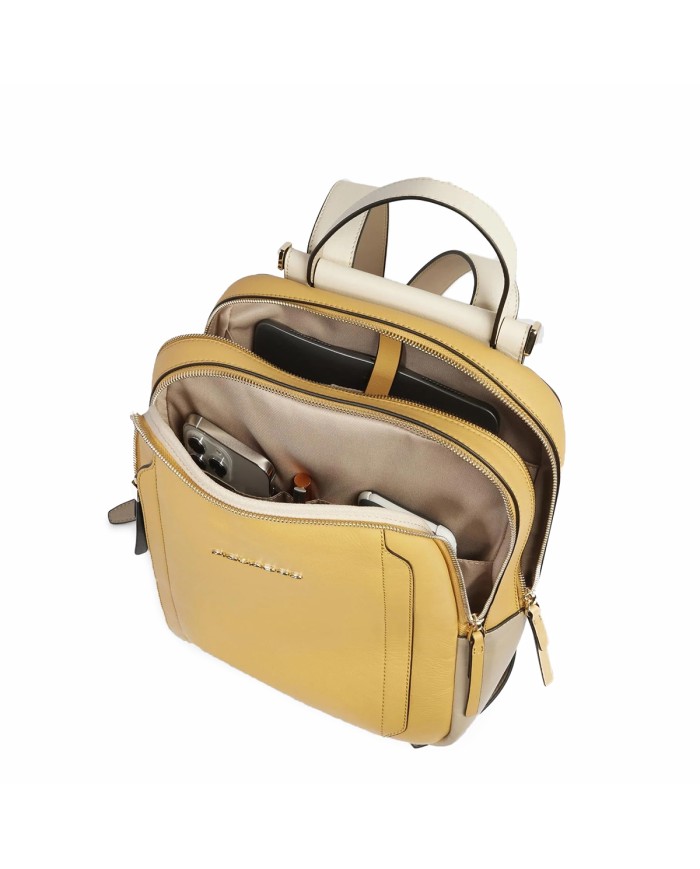 PIQUADRO ZAINO DONNA BACKPACK CIRCLE IN PELLE PORTA IPAD 12,9" GIALLO BEIGE CA5566W92 CO