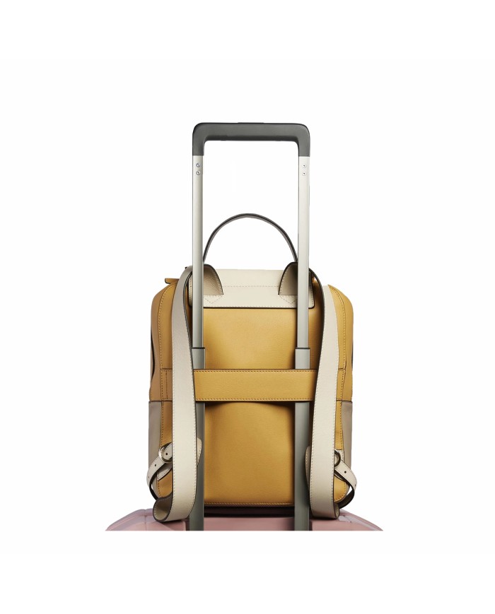 PIQUADRO ZAINO DONNA BACKPACK CIRCLE IN PELLE PORTA IPAD 12,9" GIALLO BEIGE CA5566W92 CO