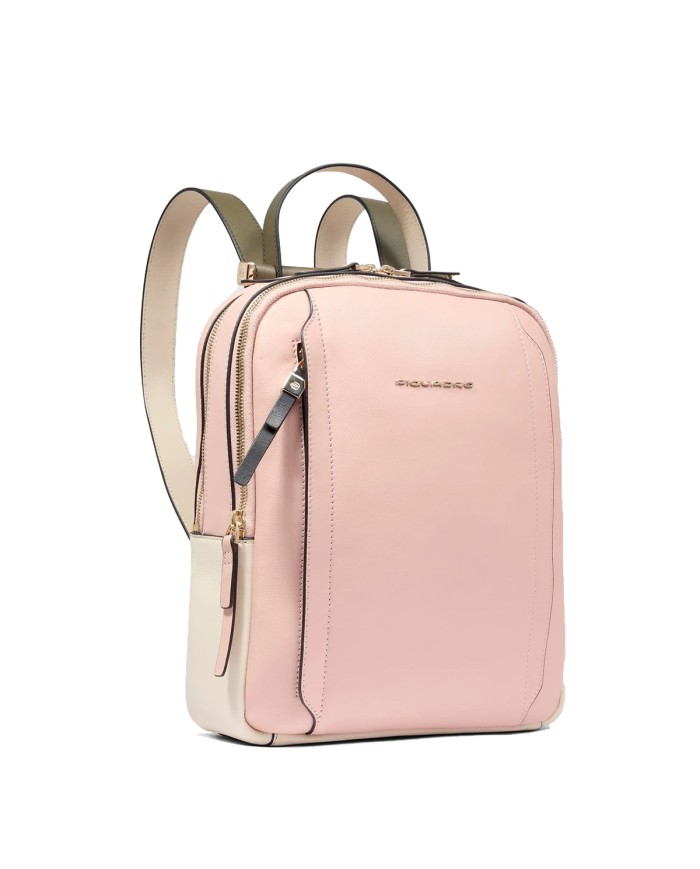 PIQUADRO ZAINO DONNA BACKPACK CIRCLE IN PELLE PORTA IPAD 12,6" ROSA BIANCO CA5566W92 CO
