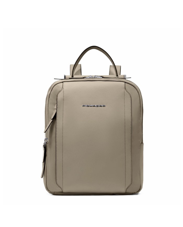 PIQUADRO ZAINO DONNA BACKPACK CIRCLE IN PELLE E TESSUTO PORTA IPAD 12,9" BEIGE CA5566W92T CO