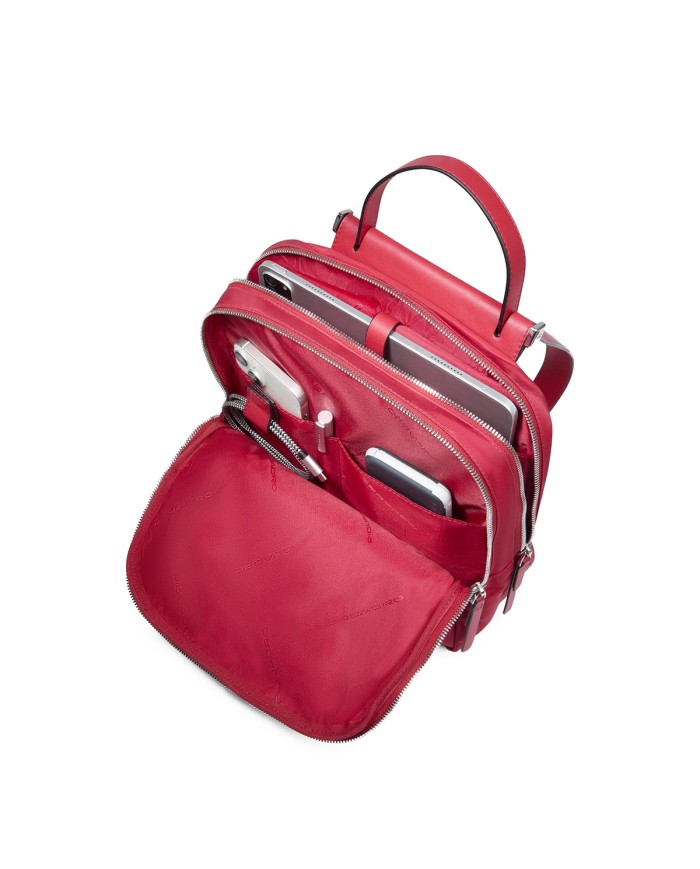 PIQUADRO ZAINO DONNA BACKPACK CIRCLE IN PELLE E TESSUTO PORTA IPAD 12,9" ROSSO CA5566W92T CO