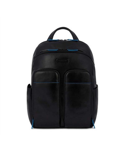 PIQUADRO ZAINO UOMO BACKPACK BLUE SQUARE IN PELLE PORTA PC 14" NERO CA5574B2V CO