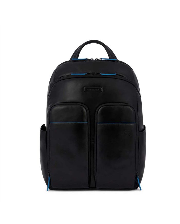 PIQUADRO ZAINO UOMO BACKPACK BLUE SQUARE IN PELLE PORTA PC 14" NERO CA5574B2V CO