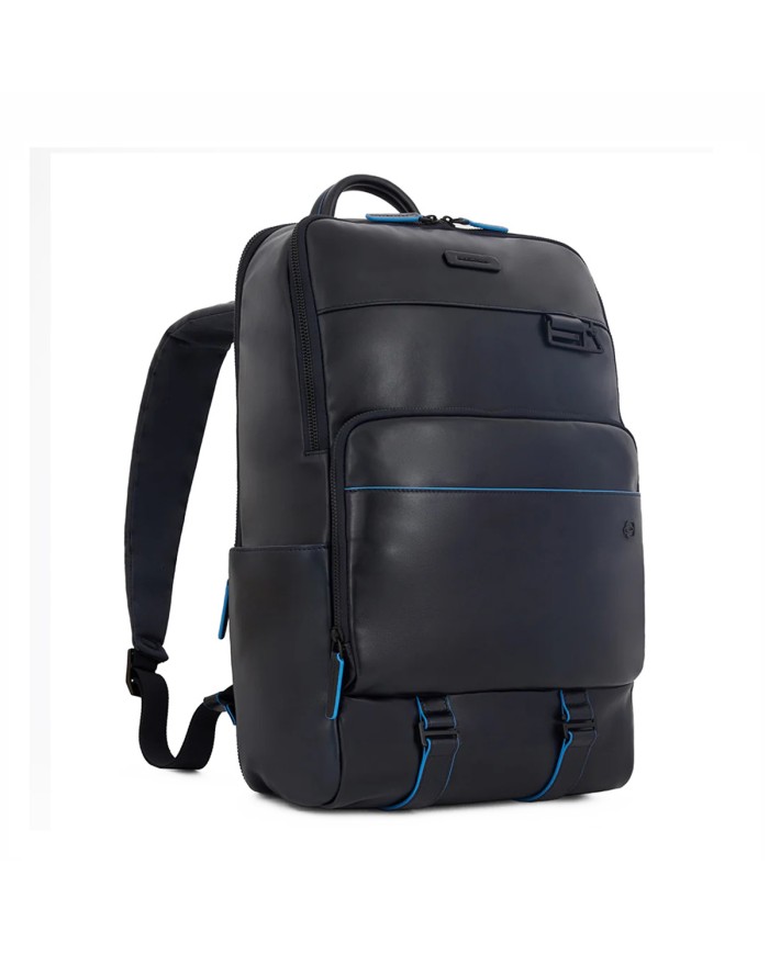 PIQUADRO ZAINO UOMO BACKPACK BLUE SQUARE IN PELLE PORTA PC 15,6" E IPAD BLU CA5939B2V CO