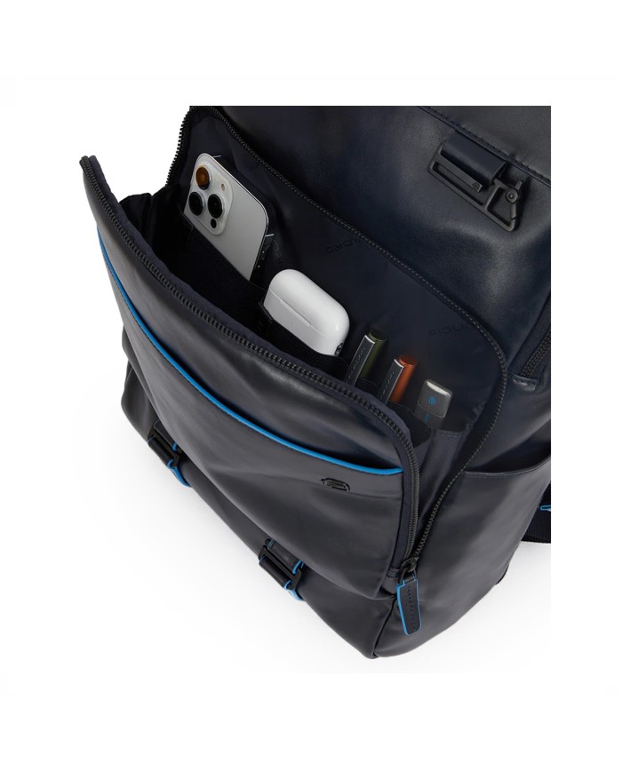 PIQUADRO ZAINO UOMO BACKPACK BLUE SQUARE IN PELLE PORTA PC 15,6" E IPAD BLU CA5939B2V CO