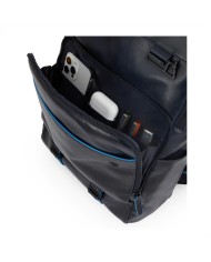 PIQUADRO ZAINO UOMO BACKPACK BLUE SQUARE IN PELLE PORTA PC 15,6" E IPAD BLU CA5939B2V CO