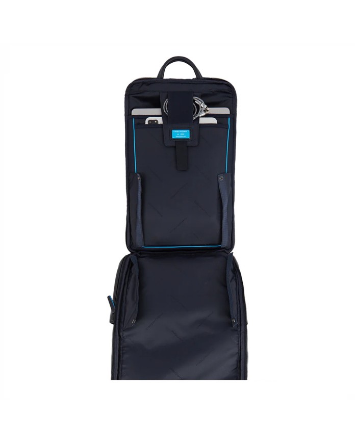 PIQUADRO ZAINO UOMO BACKPACK BLUE SQUARE IN PELLE PORTA PC 15,6" E IPAD BLU CA5939B2V CO