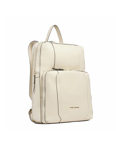 PIQUADRO ZAINO DONNA BACKPACK CIRCLE IN PELLE ESPANDIBILE PORTA PC 15,6" E IPAD BIANCO CA6216W92 CO