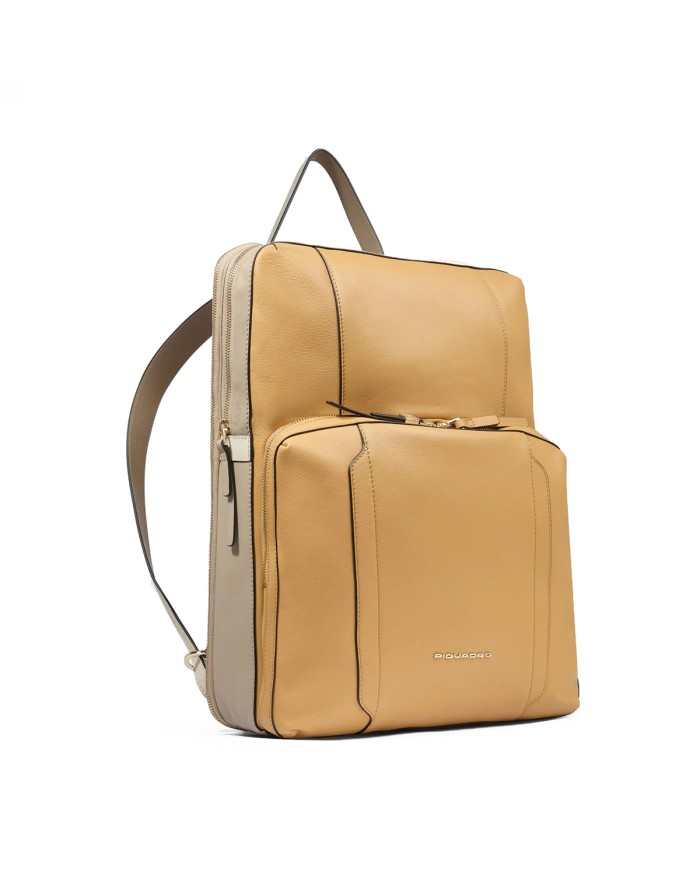 PIQUADRO ZAINO DONNA BACKPACK CIRCLE IN PELLE ESPANDIBILE PORTA PC 15,6" E IPAD GIALLO BEIGE CA6216W92 CO