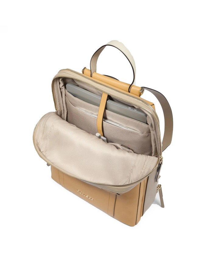 PIQUADRO ZAINO DONNA BACKPACK CIRCLE IN PELLE ESPANDIBILE PORTA PC 15,6" E IPAD GIALLO BEIGE CA6216W92 CO