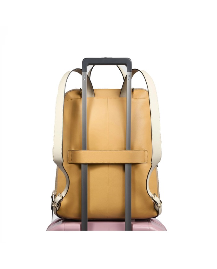 PIQUADRO ZAINO DONNA BACKPACK CIRCLE IN PELLE ESPANDIBILE PORTA PC 15,6" E IPAD GIALLO BEIGE CA6216W92 CO